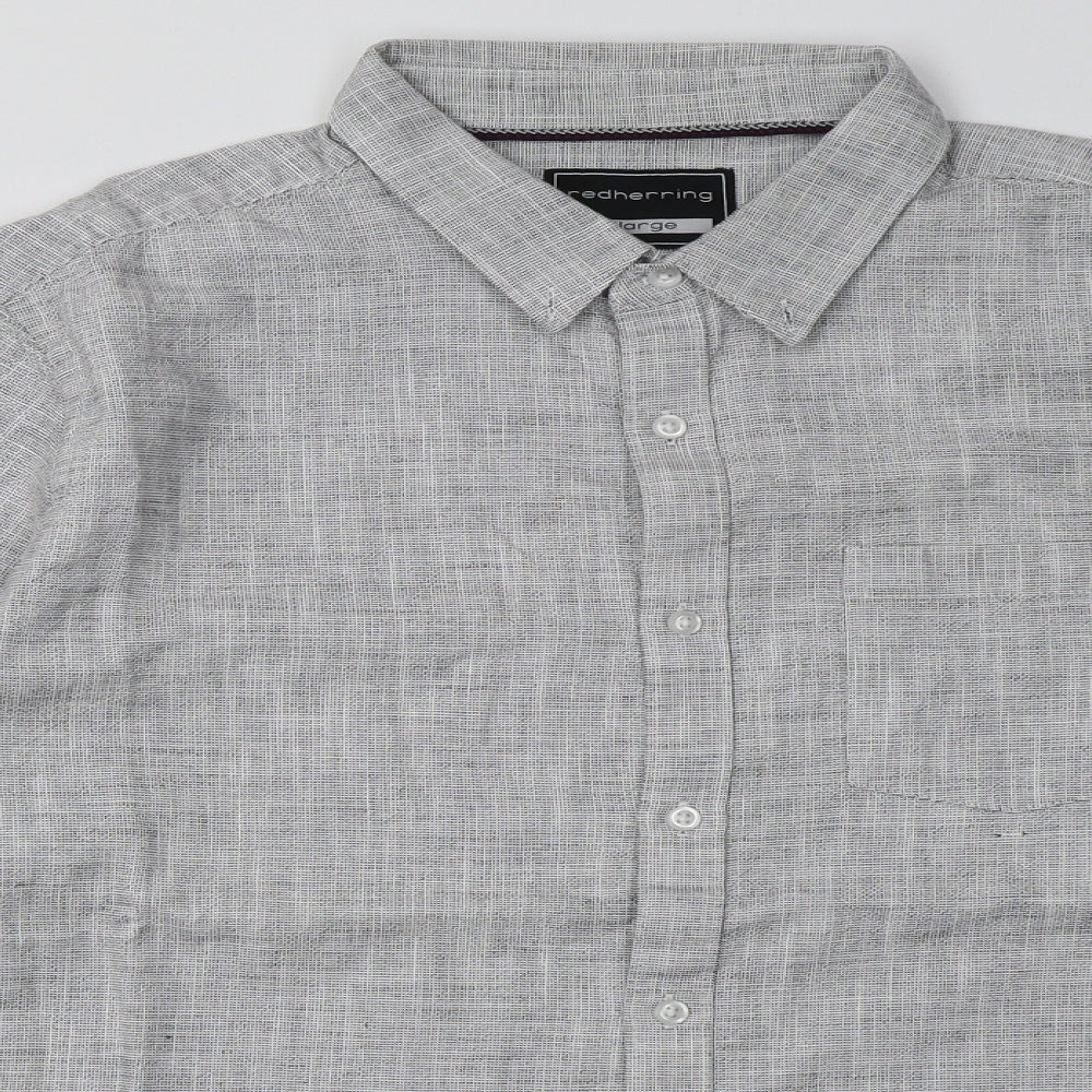 Debenhams Mens Grey  Cotton  Button-Up Size XL Collared Button