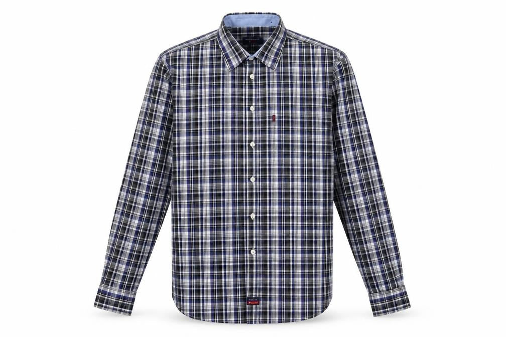 signal extra Mens Black Check Cotton  Button-Up Size L Collared Button