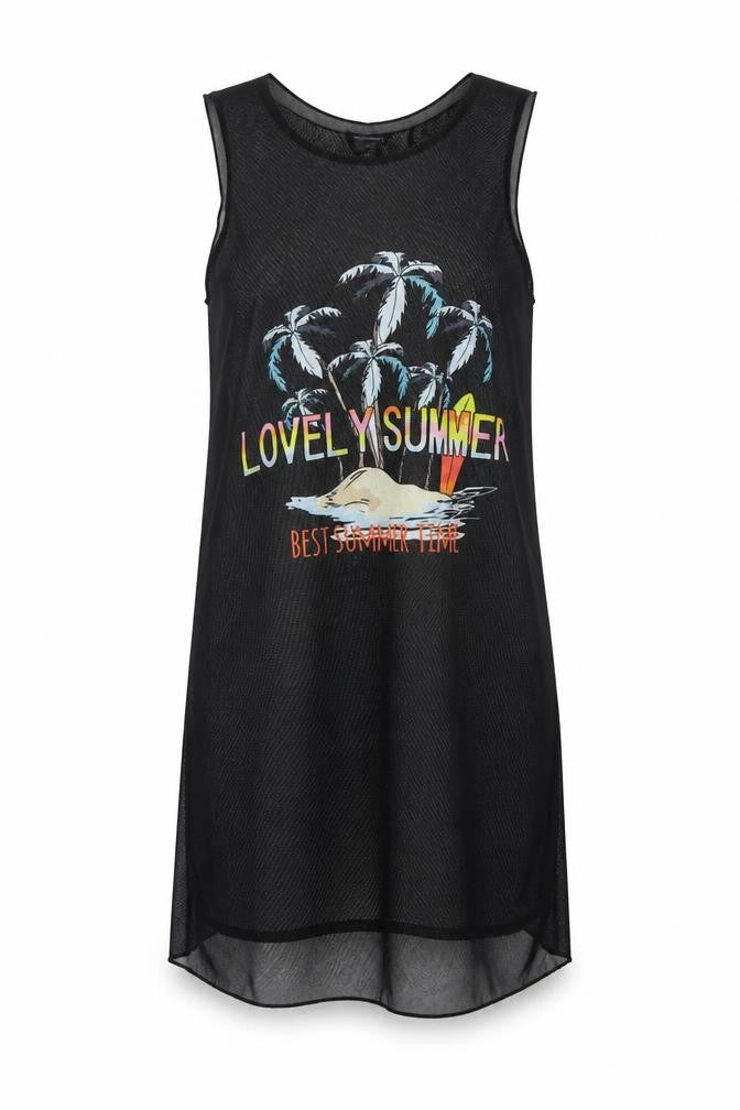 SHEIN Girls Black  Polyester Tank Dress  Size 12 Years  Round Neck