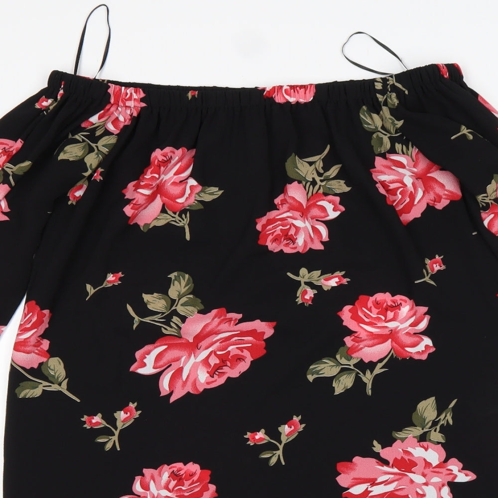 Cameo Rose  Womens Multicoloured Floral Polyester Basic Blouse Size 10 Boat Neck