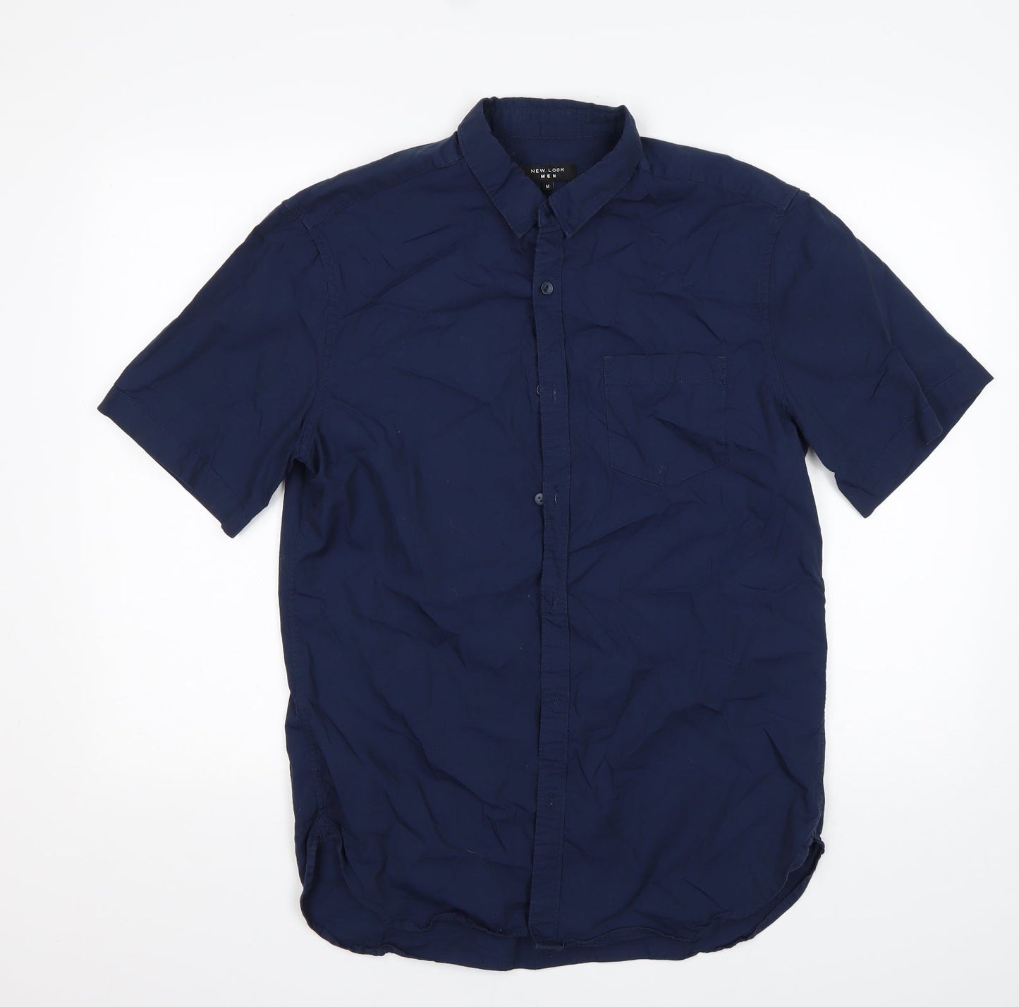 New Look Mens Blue  Cotton  Button-Up Size M Collared