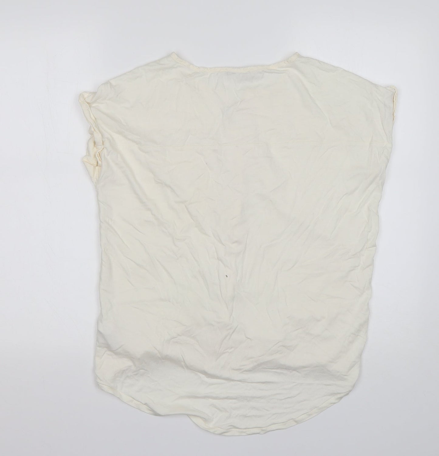 NEXT Womens Ivory  Viscose Basic Button-Up Size 10 V-Neck