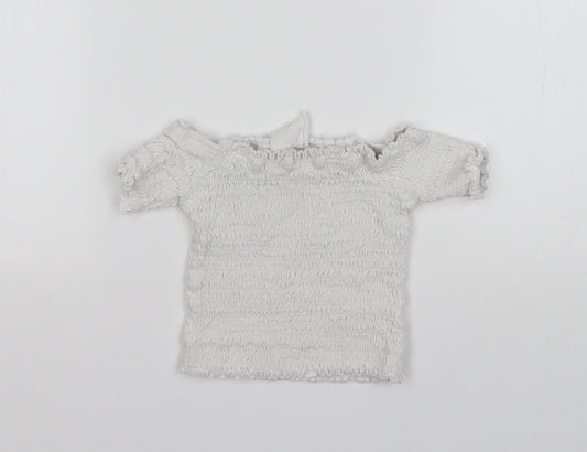 Primark Girls White  Polyester Basic Blouse Size 3-4 Years Off the Shoulder
