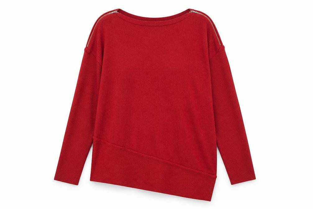 Bonmarché Womens Red Round Neck Viscose Pullover Jumper Size 14