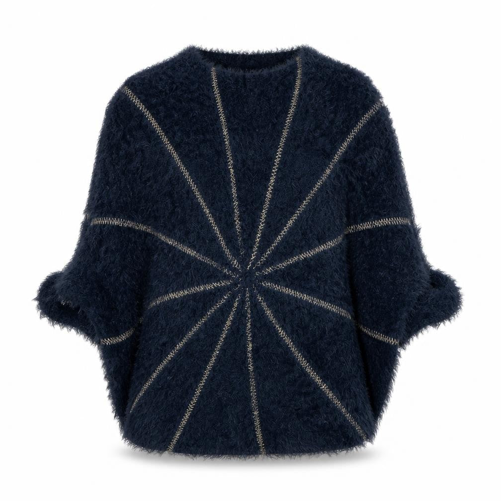 Katsumi Womens Blue Round Neck  Nylon Pullover Jumper Size M