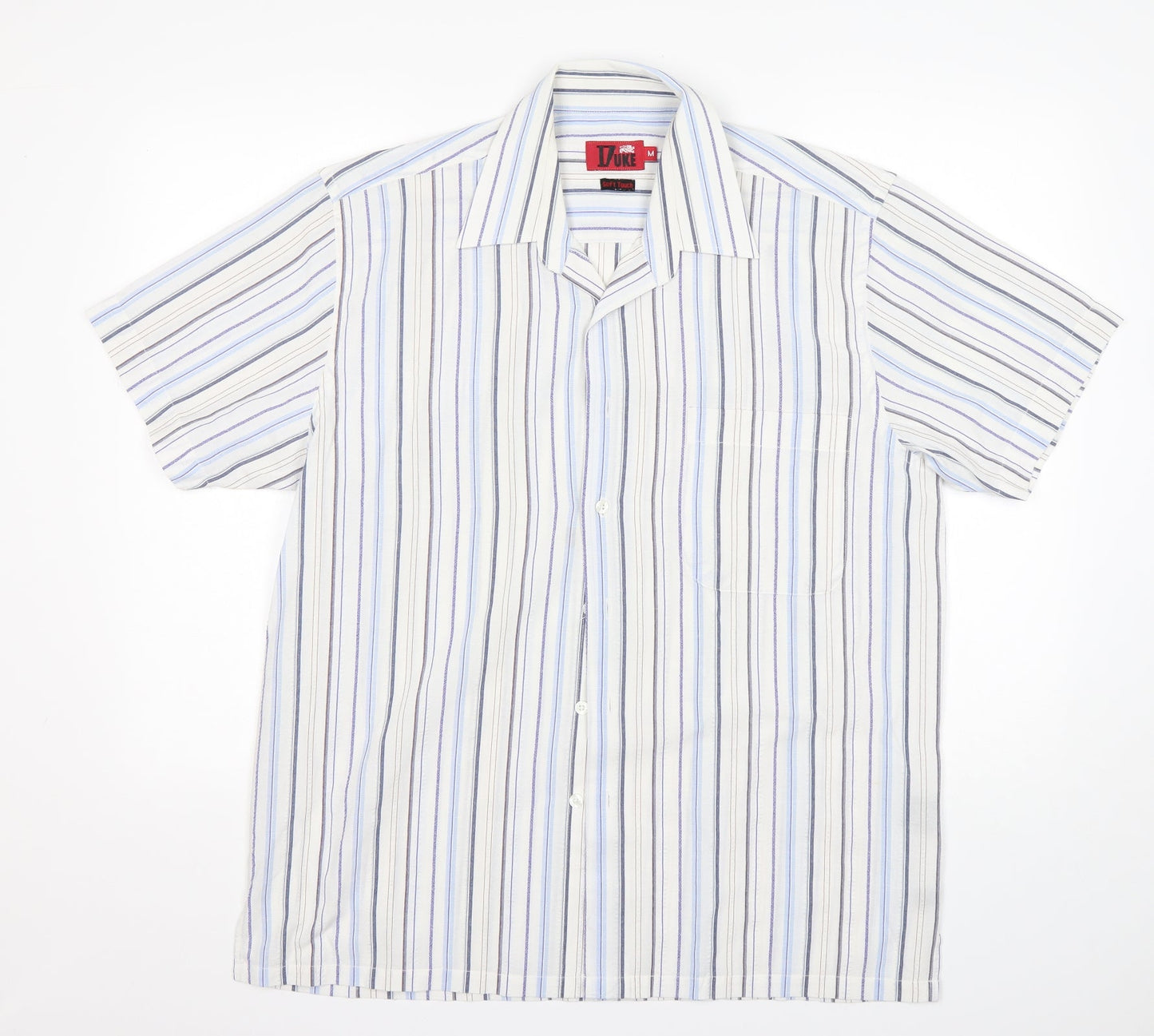 Duke Mens Multicoloured Striped Polyester  Button-Up Size M Collared