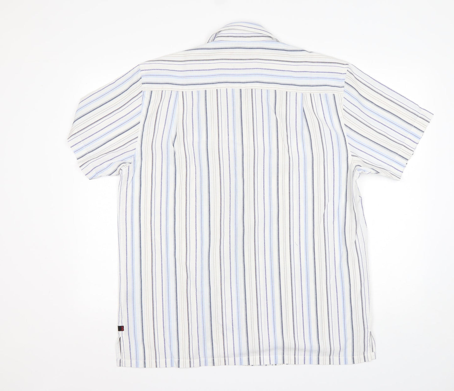 Duke Mens Multicoloured Striped Polyester  Button-Up Size M Collared