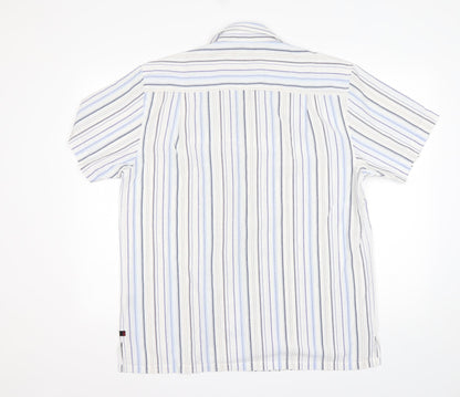 Duke Mens Multicoloured Striped Polyester  Button-Up Size M Collared