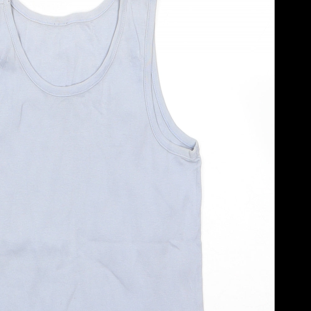 M&S Boys Blue  100% Cotton Basic Tank Size 9-10 Years Round Neck