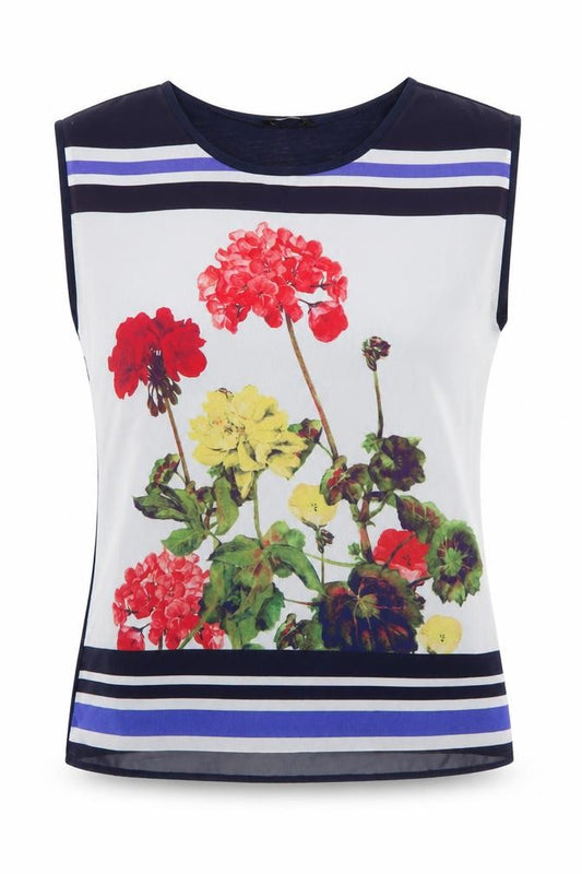 F&F Womens Blue Floral Polyester Basic Blouse Size 10 Round Neck