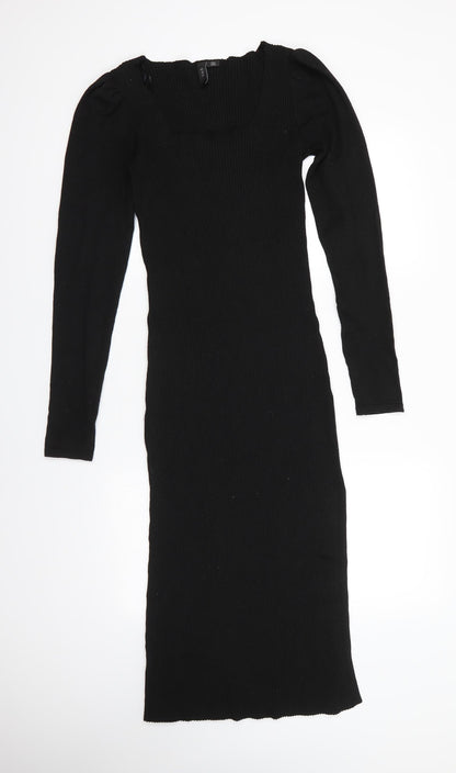 Preloved Y.A.S Womens Black Round Neck  Polyester Pullover Jumper Size M - Front
