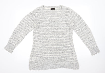 Originals Womens Grey V-Neck  Acrylic Pullover Jumper Size M