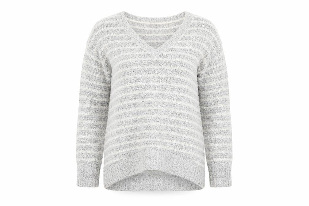 Originals Womens Grey V-Neck  Acrylic Pullover Jumper Size M