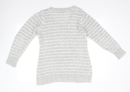 Originals Womens Grey V-Neck  Acrylic Pullover Jumper Size M