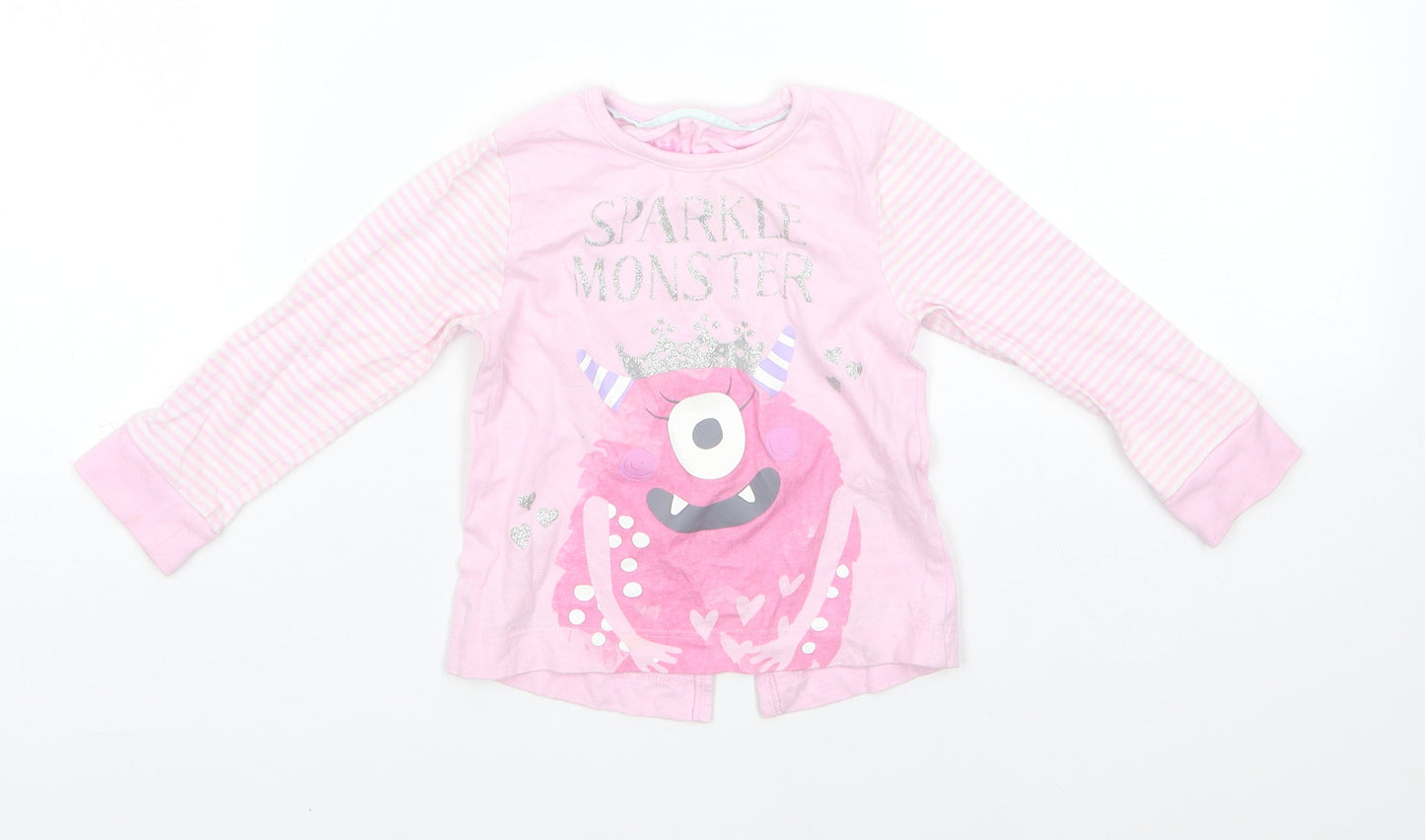Matalan Baby Pink  100% Cotton Basic Casual Size 12-18 Months Round Neck