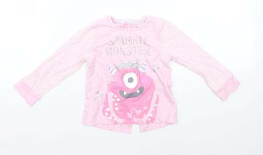 Matalan Baby Pink  100% Cotton Basic Casual Size 12-18 Months Round Neck