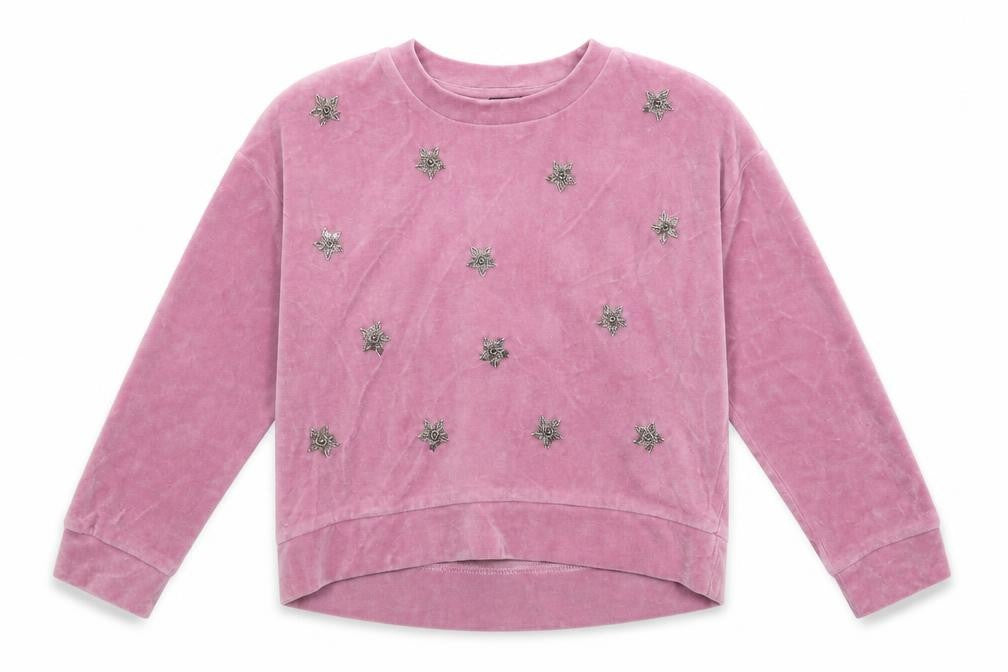NEXT Girls Pink  Cotton Pullover Sweatshirt Size 6 Years   - Snowflake Pattern
