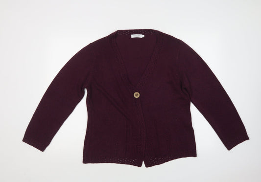 Signature Experience Womens Purple V-Neck  Acrylic Cardigan Jumper Size XL