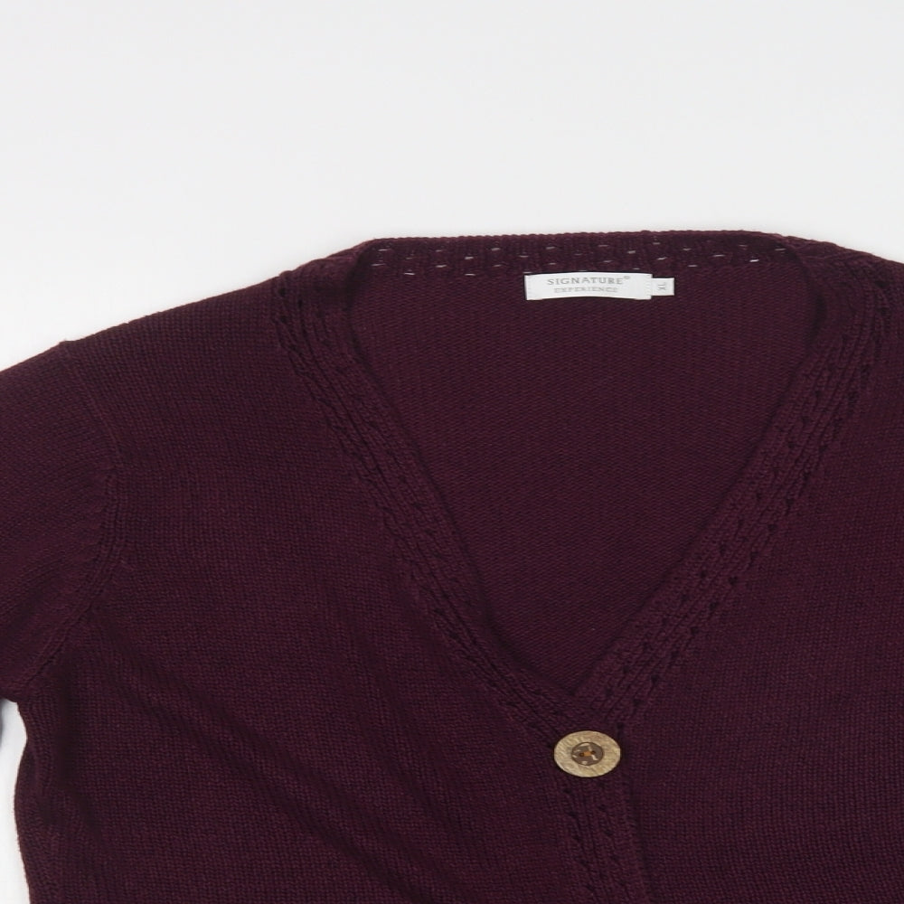 Signature Experience Womens Purple V-Neck  Acrylic Cardigan Jumper Size XL