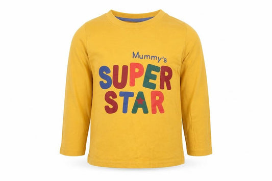 Primark Baby Yellow  Cotton Basic T-Shirt Size 18-24 Months Crew Neck  - Super Star