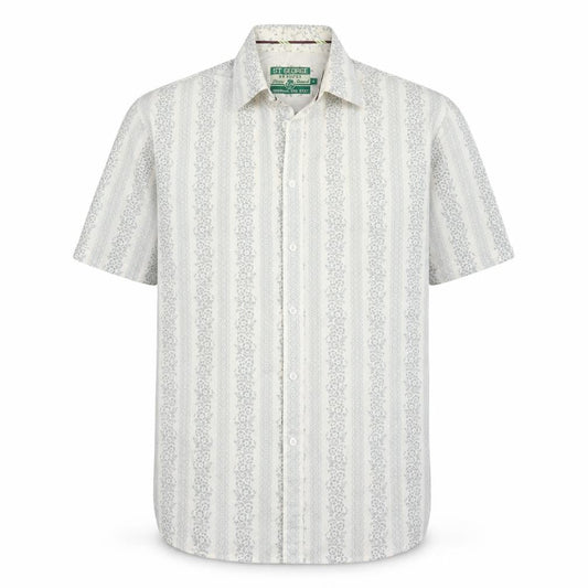 St George by Duffer Mens Grey Floral Cotton  Button-Up Size M Collared Button