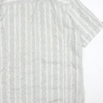 St George by Duffer Mens Grey Floral Cotton  Button-Up Size M Collared Button