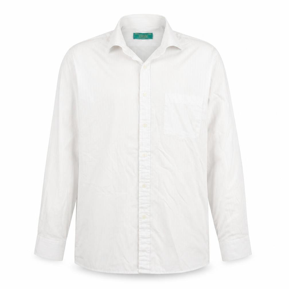 Canda Mens White  Cotton  Button-Up Size 15 Collared Button