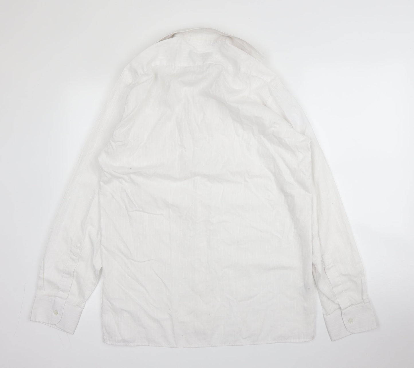 Canda Mens White  Cotton  Button-Up Size 15 Collared Button