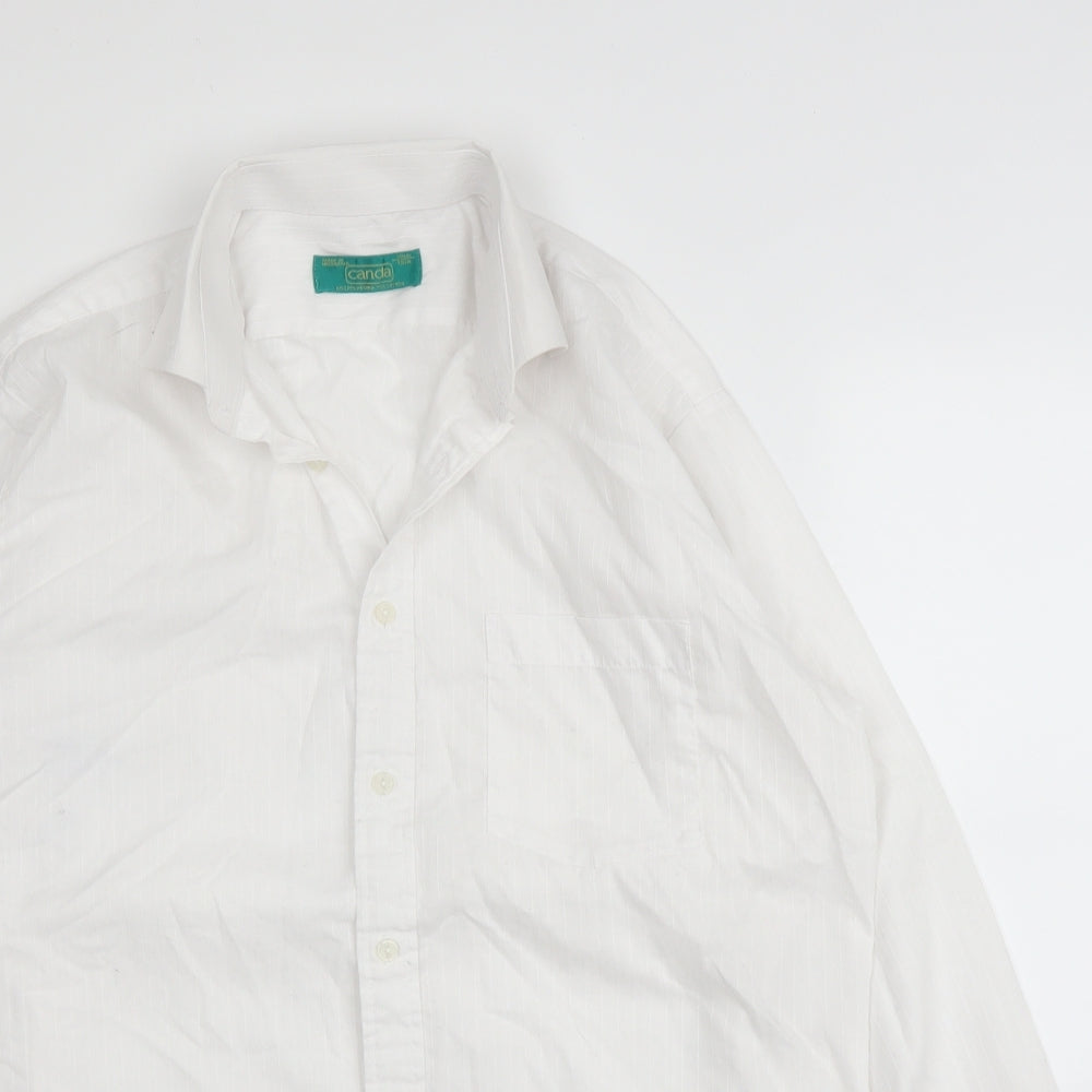 Canda Mens White  Cotton  Button-Up Size 15 Collared Button