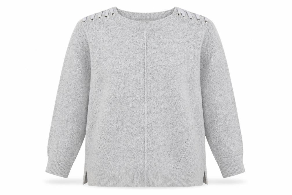 Marks & Spencer Womens Grey Round Neck  Acrylic Pullover Jumper Size 14