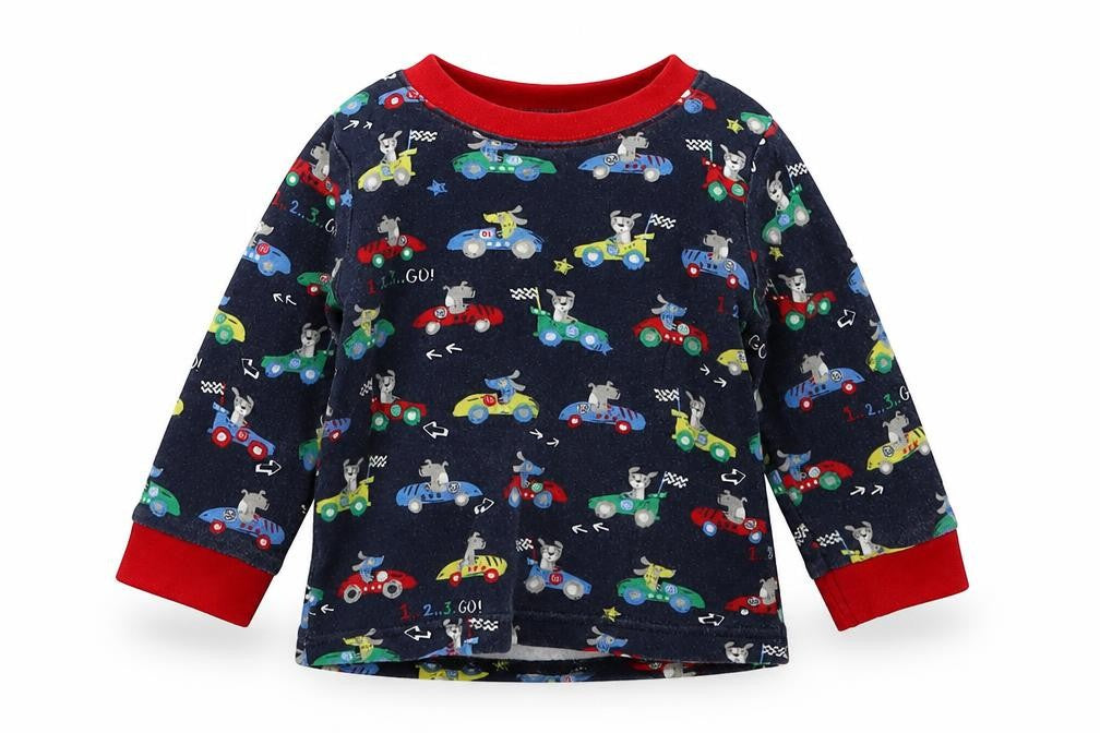 George Boys Blue Solid Cotton Cami Pyjama Top Size 6-9 Months  Pullover - Racecars
