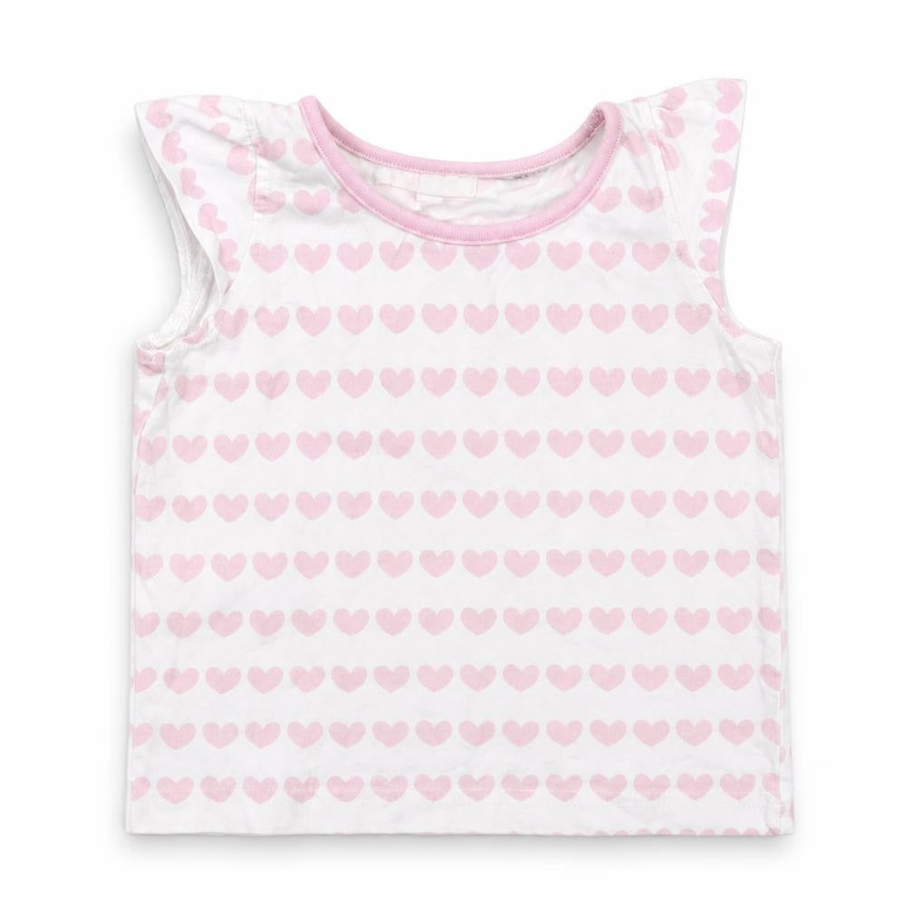 Debenhams Girls Pink Geometric Cotton Basic Tank Size 12-18 Months Round Neck Pullover - Love Hearts