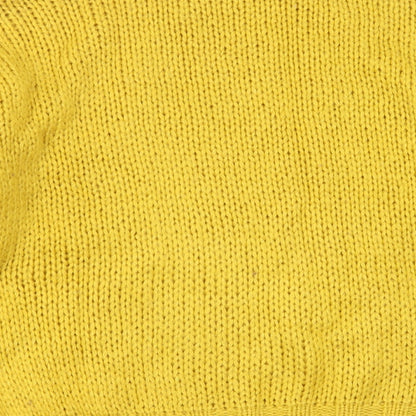 Preloved In Vogue Womens Yellow Round Neck Geometric Acrylic Pullover Jumper One Size - Label