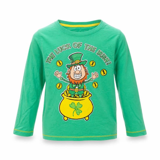 Dunnes Boys Green  Cotton Basic T-Shirt Size 9 Years Round Neck  - luck of the irish