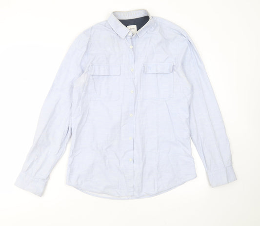 Burton Mens Blue  Cotton  Button-Up Size M Collared Button
