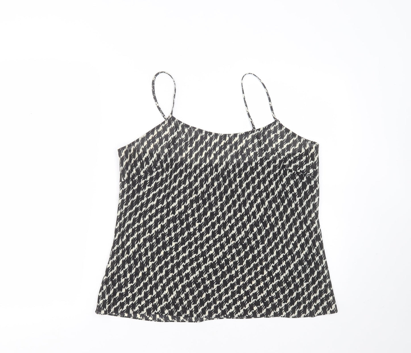 Marks and Spencer Womens Black Geometric Polyester Camisole Blouse Size 16 Round Neck