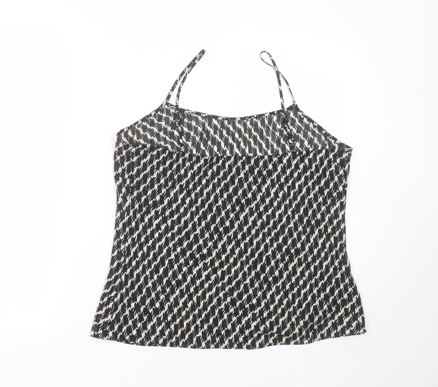 Marks and Spencer Womens Black Geometric Polyester Camisole Blouse Size 16 Round Neck