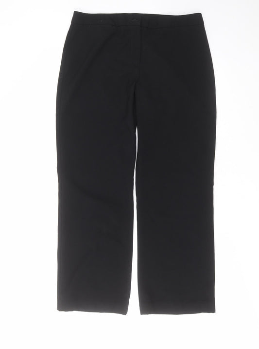 Marks and Spencer Womens Black  Polyester Trousers  Size 14 L28 in Regular