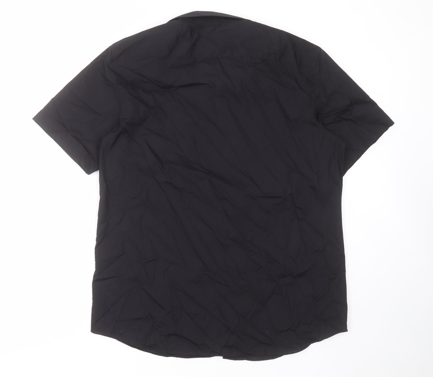 Taylor & Wright Mens Black  Polyester  Button-Up Size 16.5 Collared Button