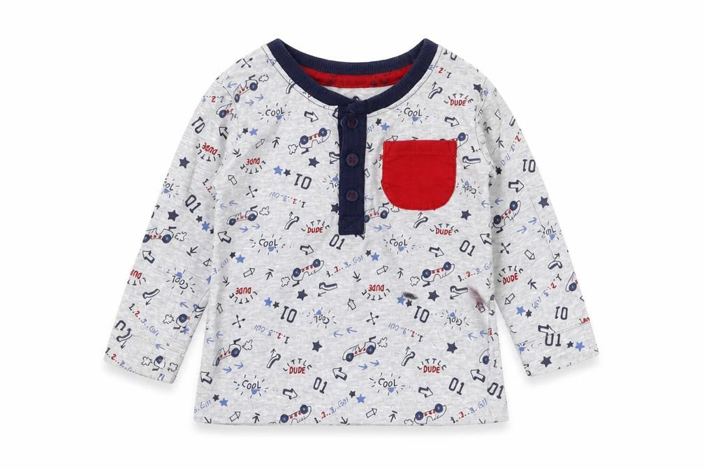 George Boys Grey  Cotton Basic T-Shirt Size 6-9 Months Round Neck  - car