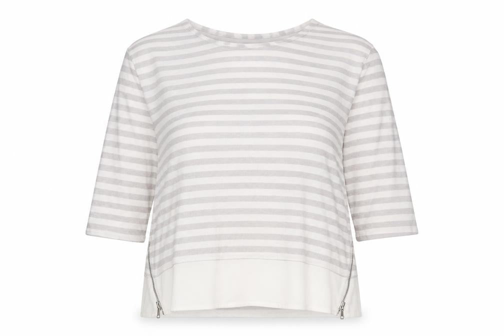 Primark Womens Grey Round Neck Striped Viscose Pullover Jumper Size 14