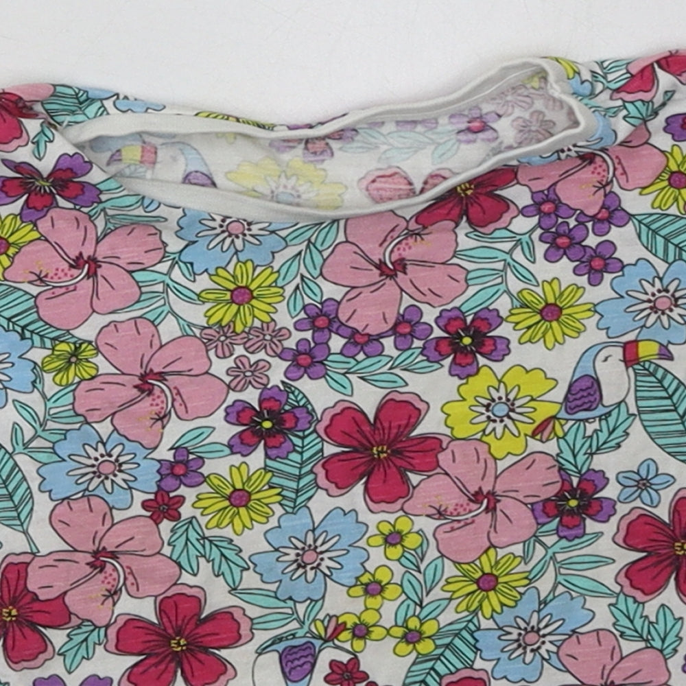 Matalan Girls Pink Floral Cotton Basic T-Shirt Size 18-24 Months Crew Neck Pullover
