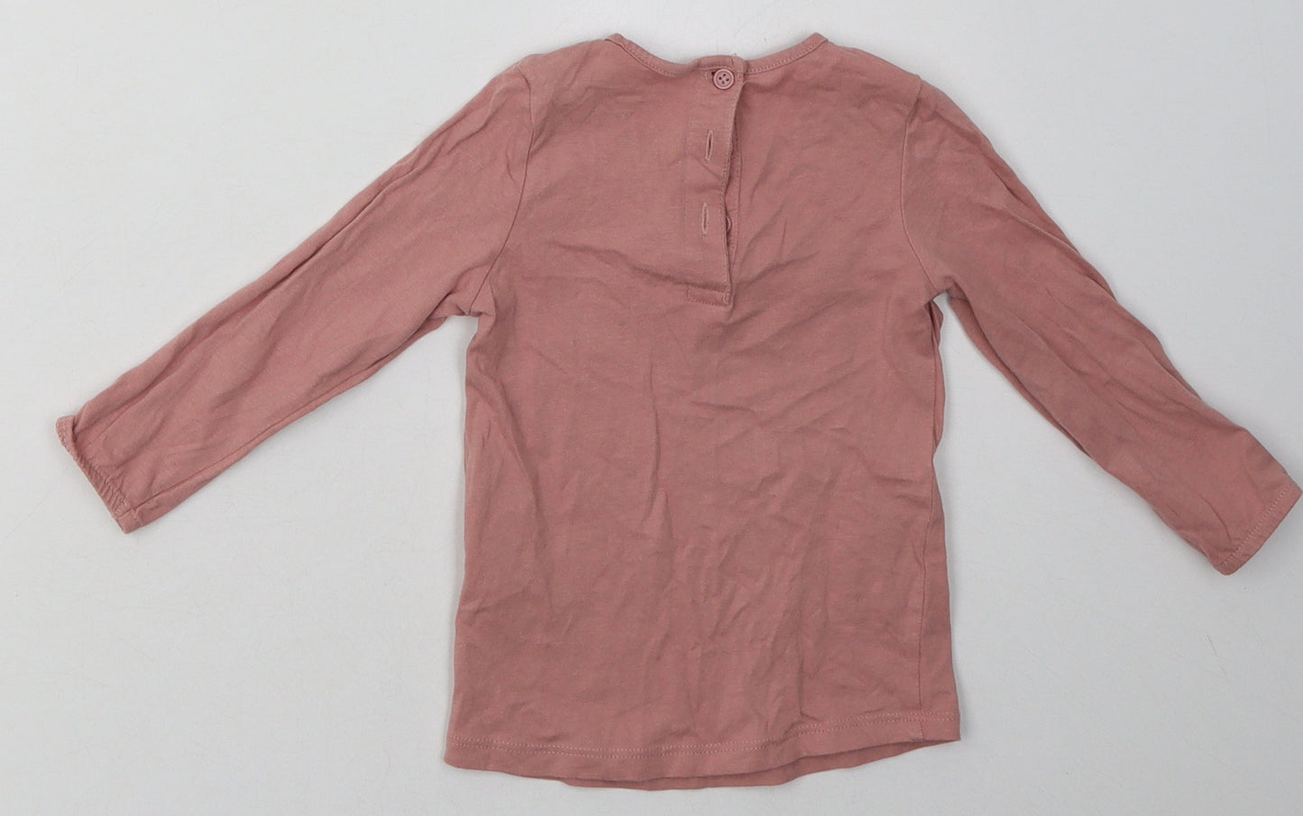 Matalan Girls Pink  Cotton Basic Casual Size 18-24 Months Crew Neck Button