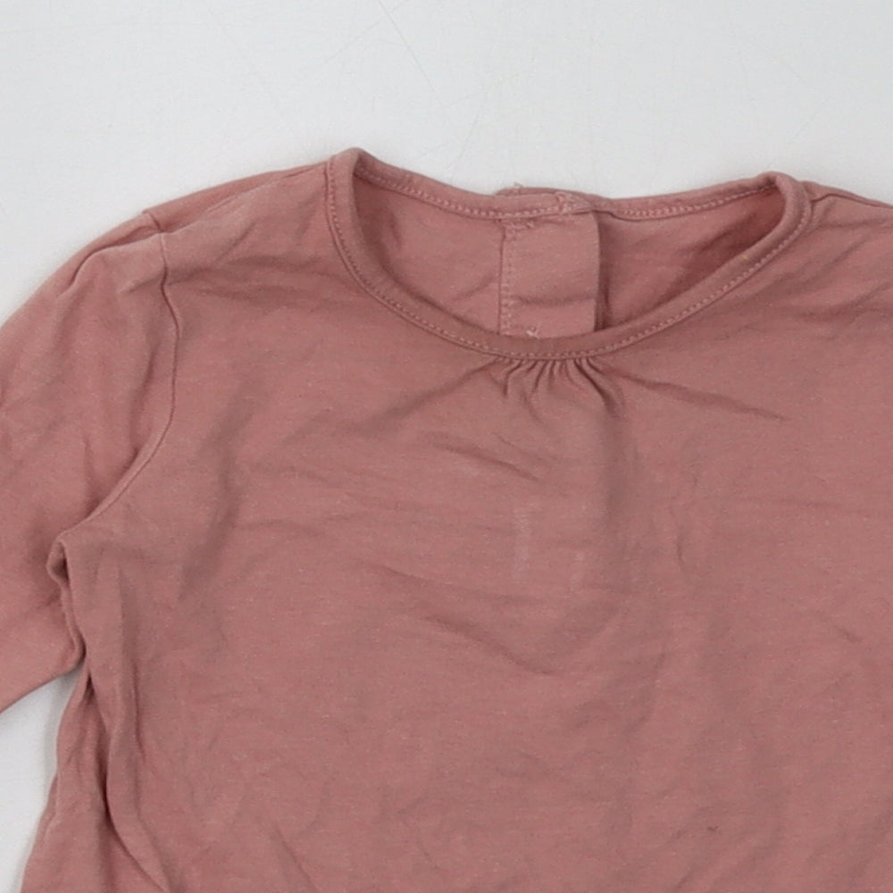 Matalan Girls Pink  Cotton Basic Casual Size 18-24 Months Crew Neck Button