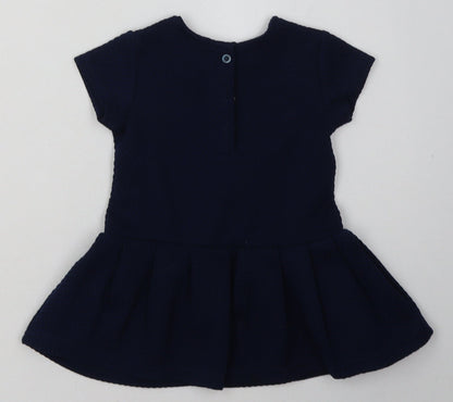 Next Girls Blue  Polyester A-Line  Size 9-12 Months  Crew Neck Button