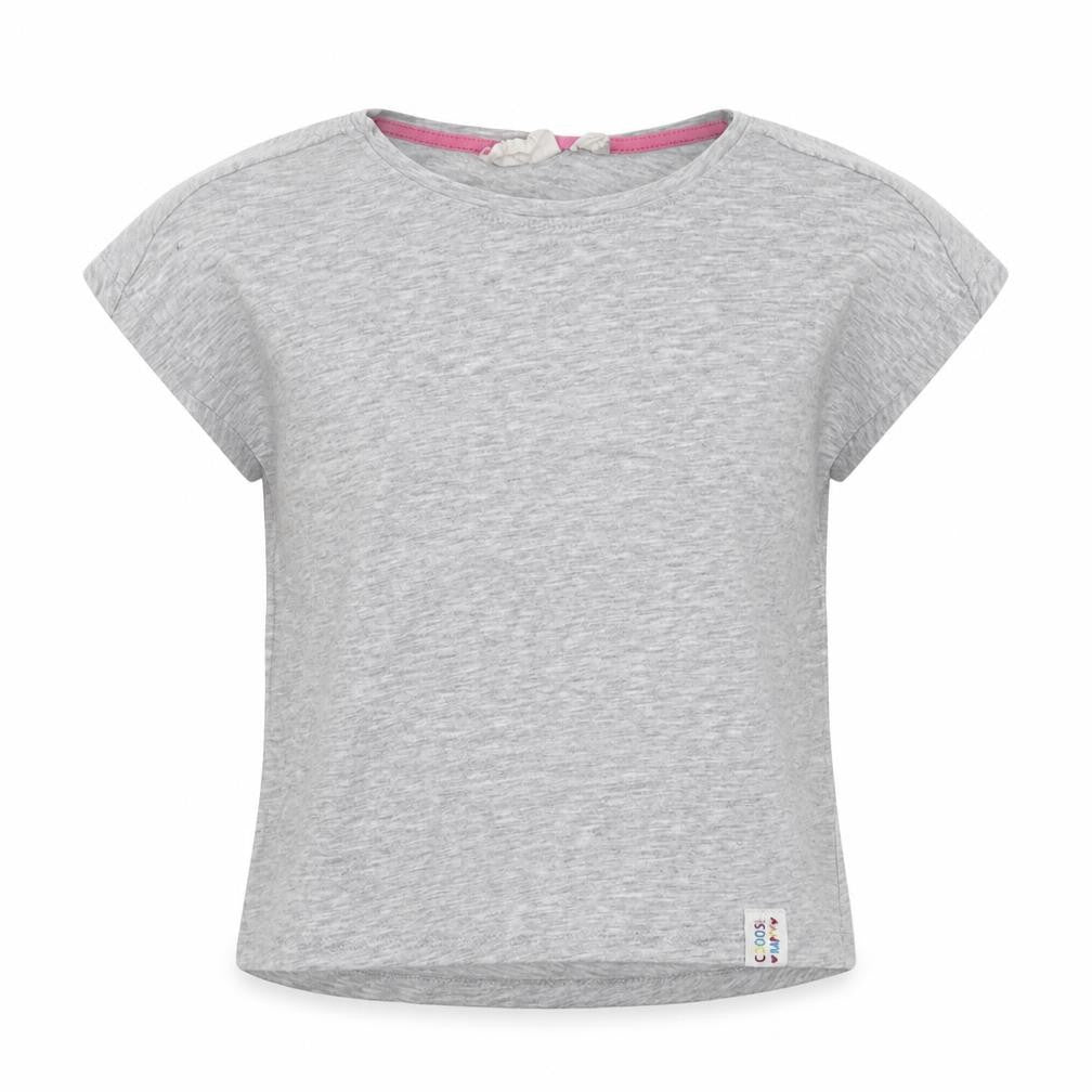 alive Girls Grey  Cotton Basic T-Shirt Size 7 Years Crew Neck Button