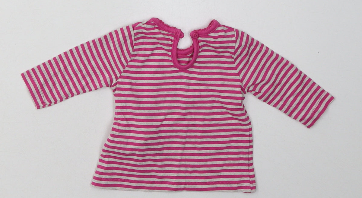 F&F Girls Purple Striped Cotton Basic Casual Size Newborn Crew Neck Button
