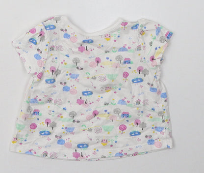 Nutmeg Girls Multicoloured Geometric Cotton Basic Casual Size 3-6 Months Crew Neck Button