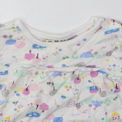 Nutmeg Girls Multicoloured Geometric Cotton Basic Casual Size 3-6 Months Crew Neck Button