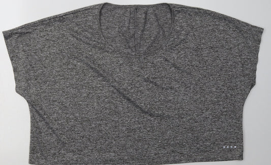 Matalan Womens Grey  Polyester Cropped T-Shirt Size XL Scoop Neck Pullover